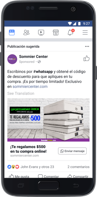 Click-to-WhatsApp messaging buttons are now rolling out in Facebook ads